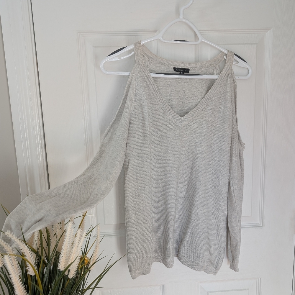 Dynamite Cream Cold Shoulder Top
